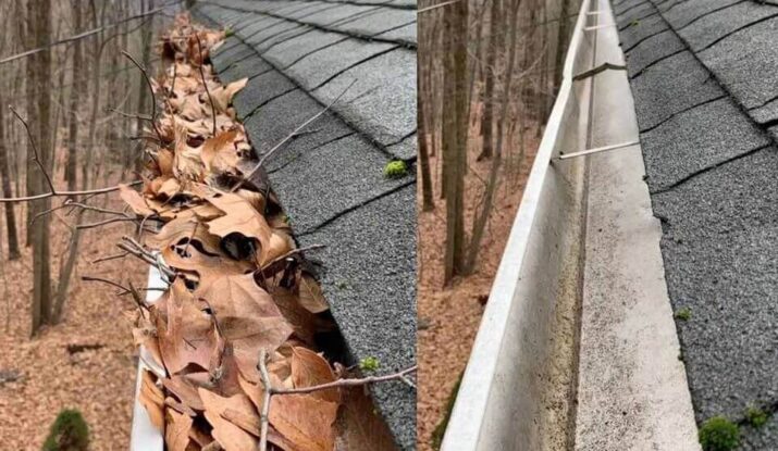 Clogged gutters with leaves and debris in Melbourne
