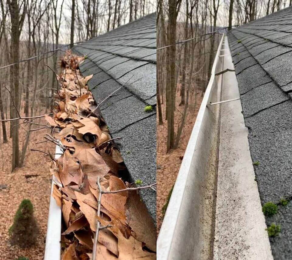 Clogged gutters with leaves and debris in Melbourne